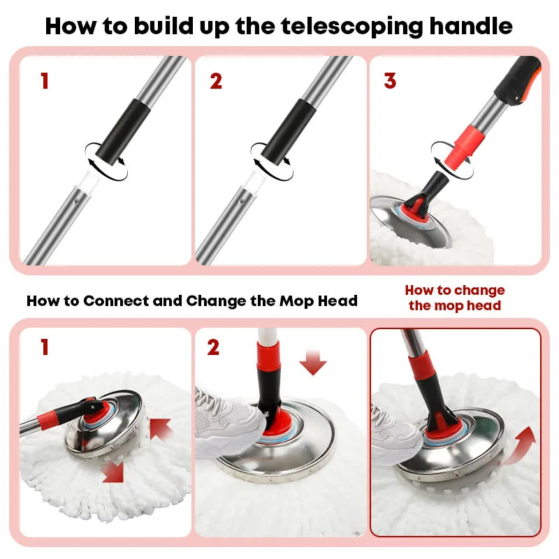 Spin Mop and Bucket Set with Telescopic Handle