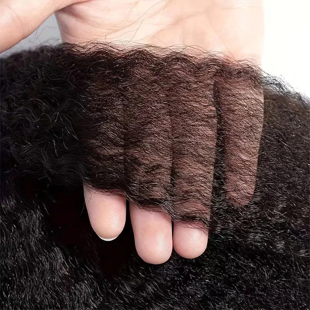 Kinky Straight Clip-In Human Hair Extensions Brazilian Remy 8-Piece Set
