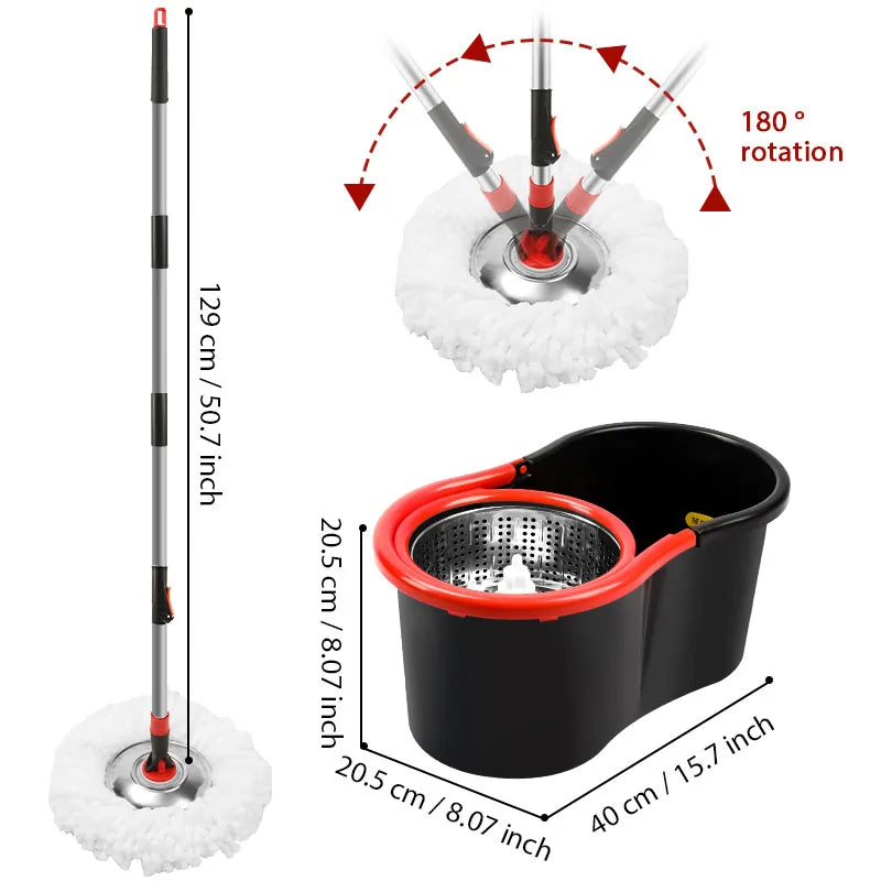 Spin Mop and Bucket Set with Telescopic Handle
