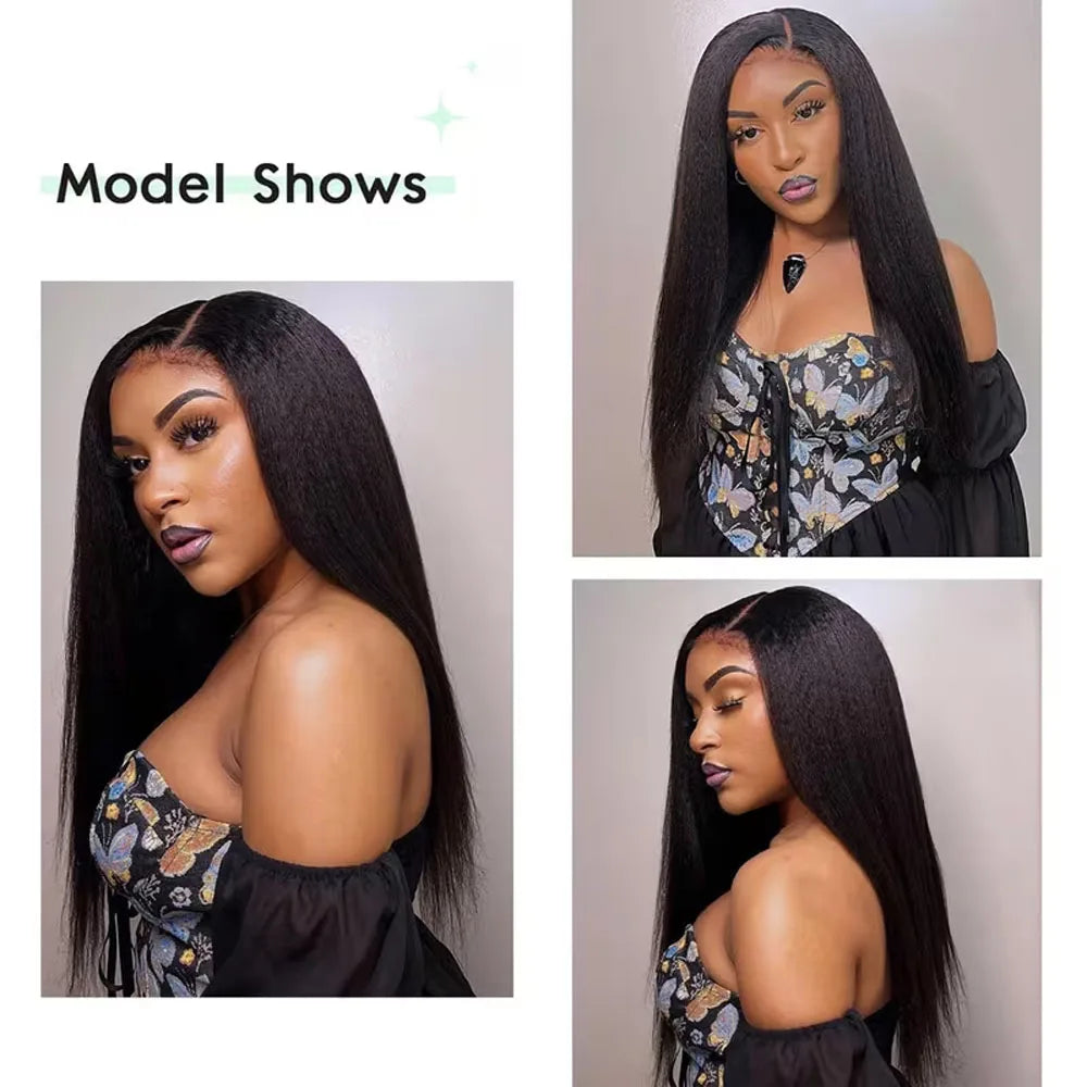 Kinky Straight Clip-In Human Hair Extensions Brazilian Remy 8-Piece Set