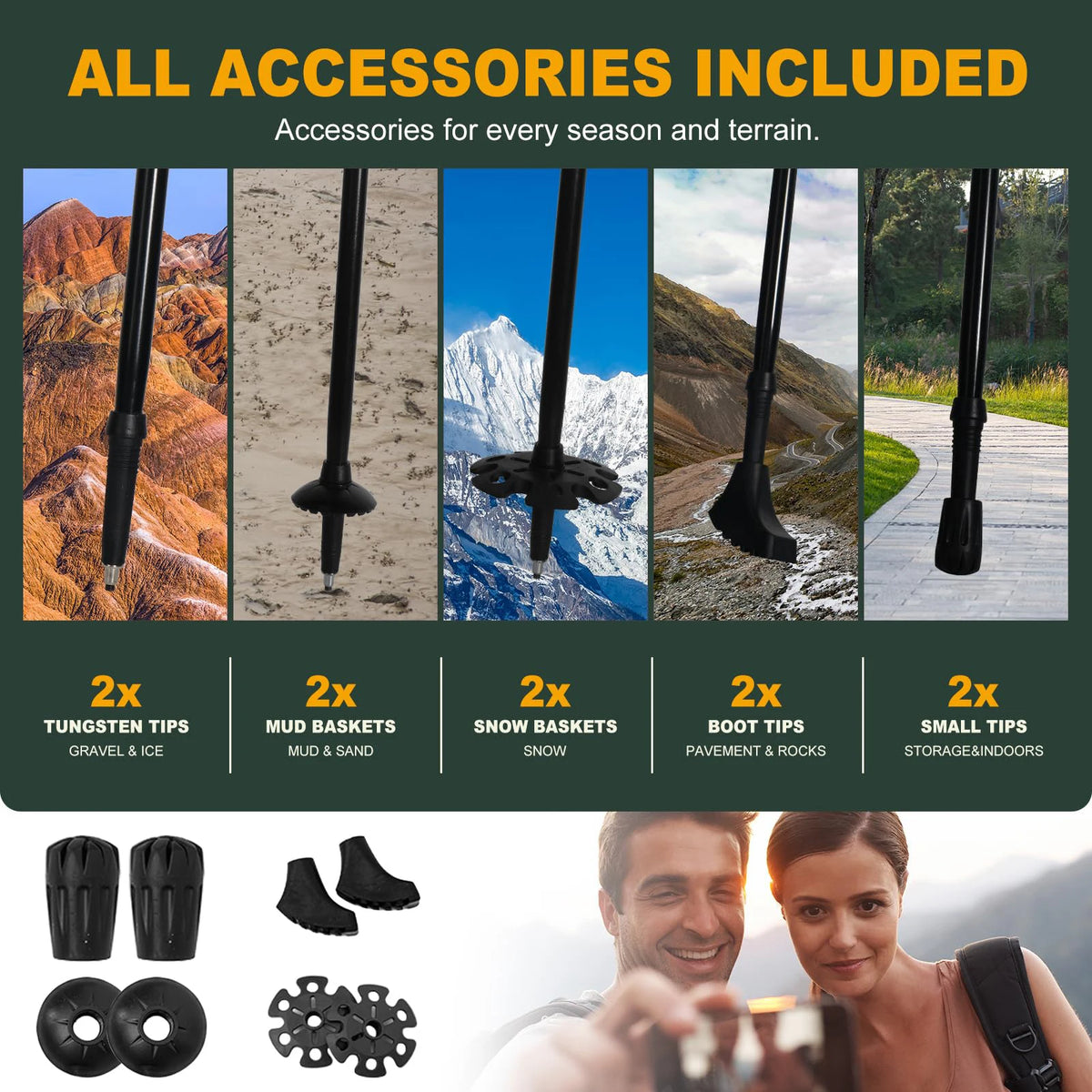 Aluminum Alloy 5-Section Folding Trekking Pole