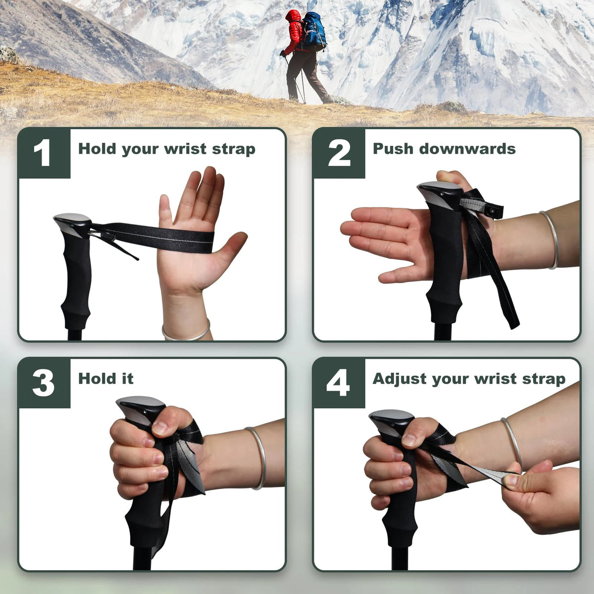 Aluminum Alloy 5-Section Folding Trekking Pole