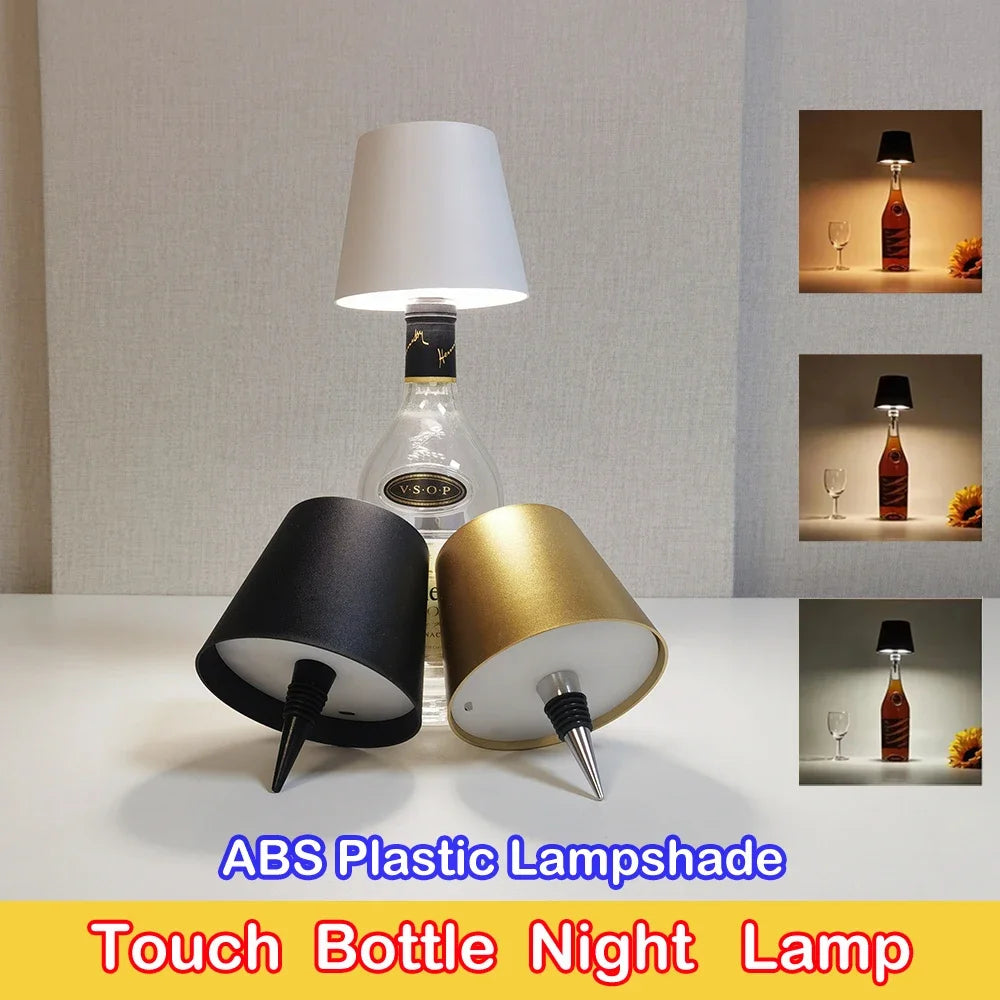 Lampe De Table En Forme De Bouteille Sans Fil, Commande Tactile, 3 Couleurs, Gradation En Continu, V