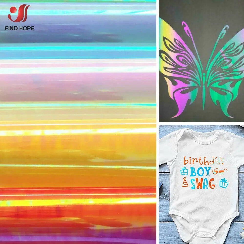 Holographic Iridescent Heat Transfer Vinyl Iron-on HTV Printing Clothing for Cut DIY Christmas Decor 30*25cm/50cm