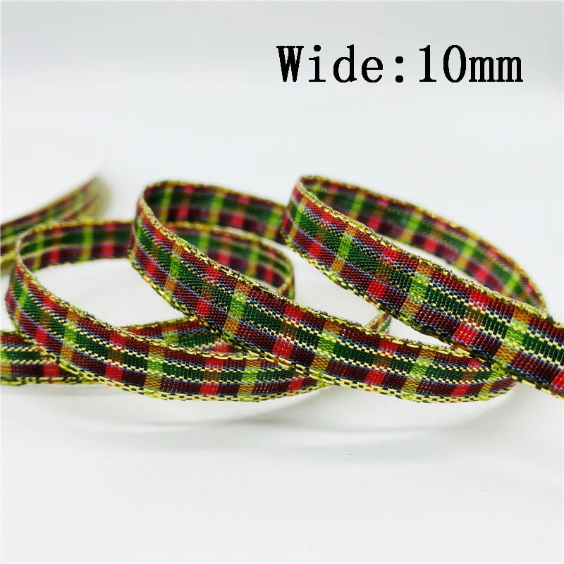 10mm Plaid Christmas Ribbon For Gift Wrapping