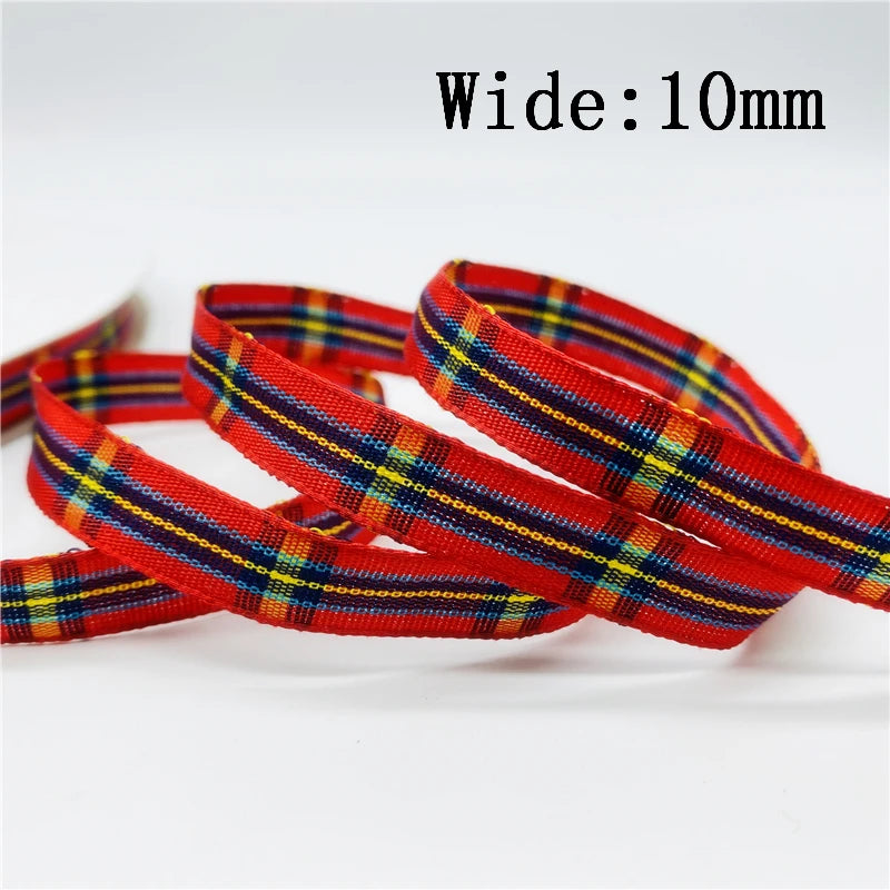 10mm Plaid Christmas Ribbon For Gift Wrapping