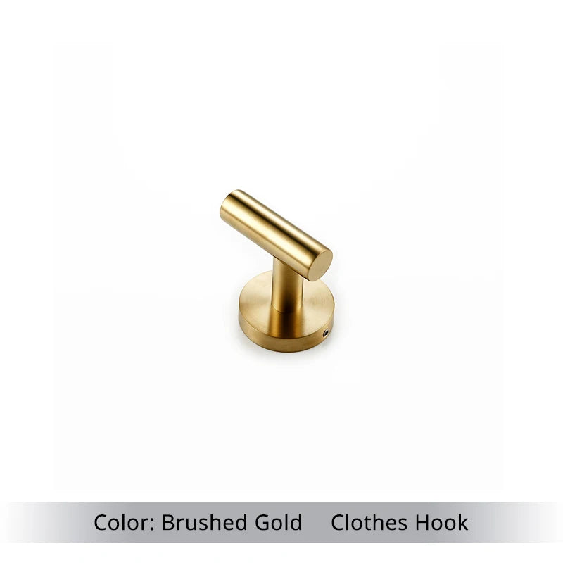 Brushed Gold Bathroom Accessories Set | Wall Mount Towel Bar & Holder