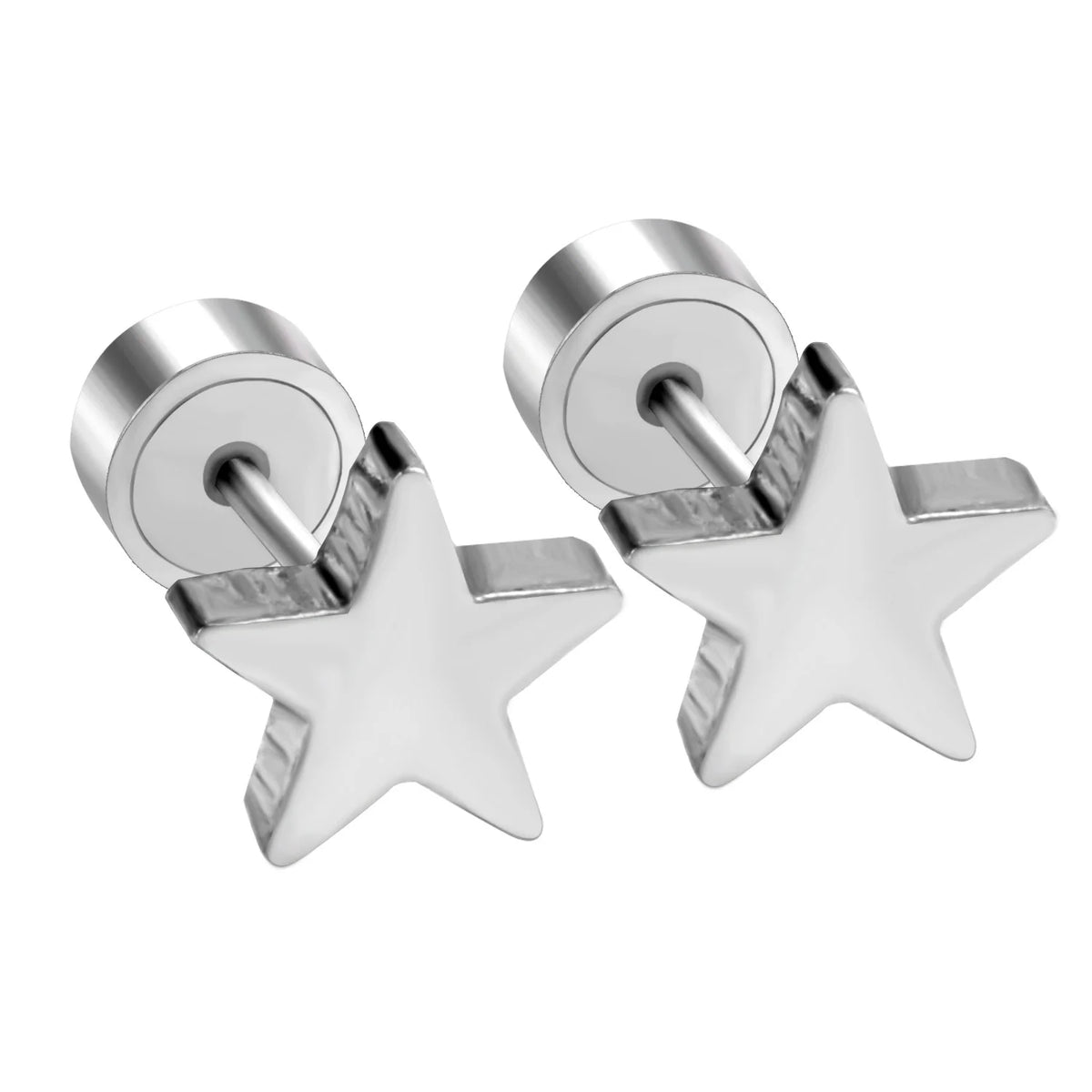 LUXUSTEEL Pink Flower Stud Earrings For Women Stainless Steel Oil Dripping Heart Star lifestyle view