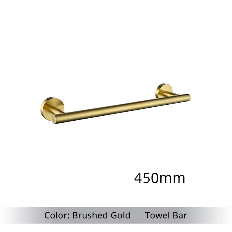 Brushed Gold Bathroom Accessories Set | Wall Mount Towel Bar & Holder