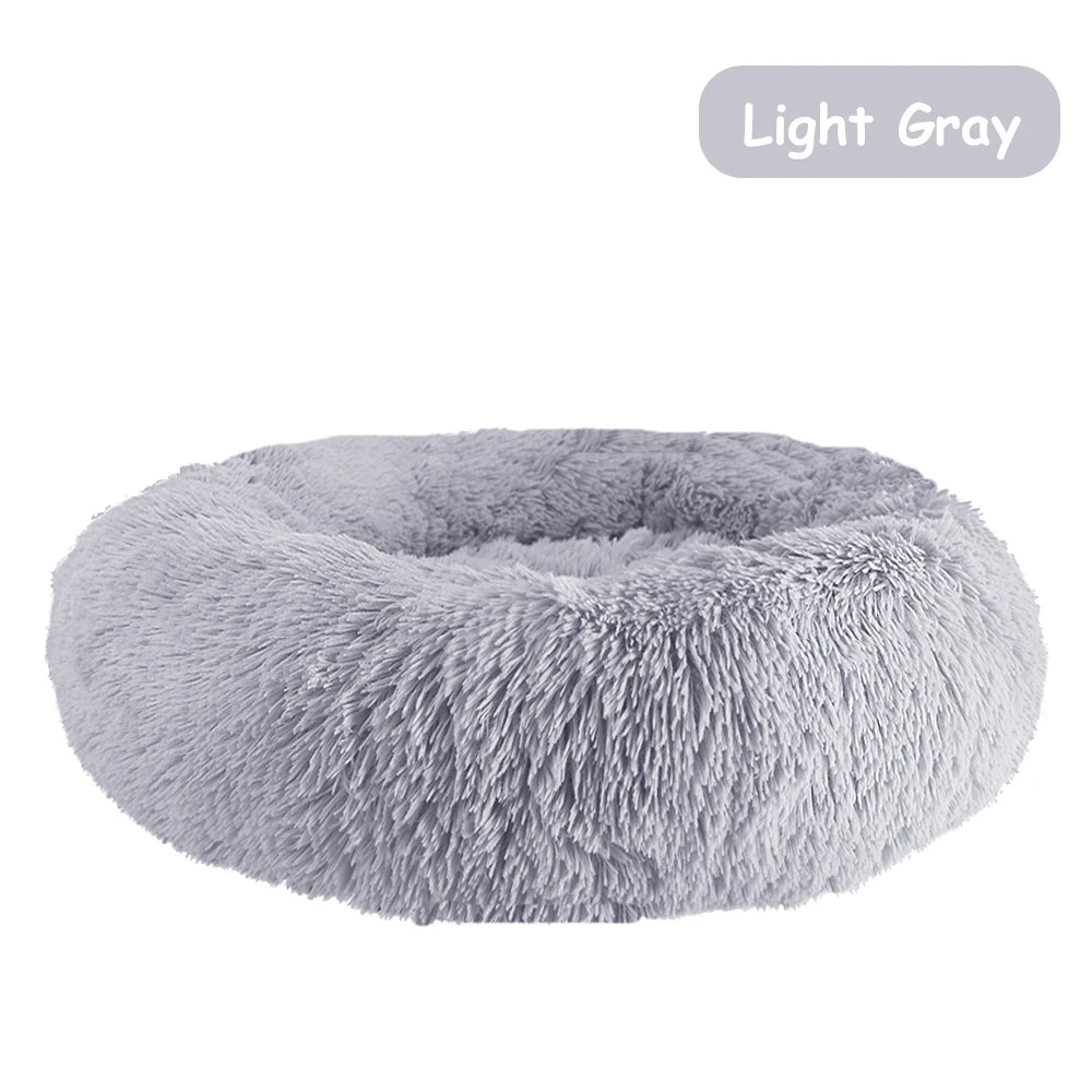 Donut Dog Bed Long Plush Round Pet Bed Washable