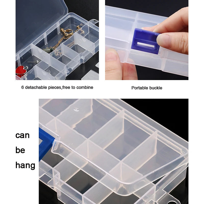 Plastic Jewelry Box Adjustable Compartment Organizer With Lock close-up view