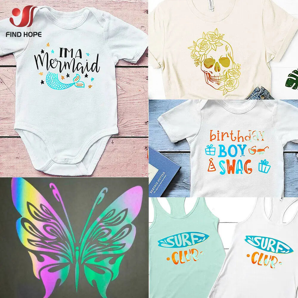 Holographic Iridescent Heat Transfer Vinyl Iron-on HTV Printing Clothing for Cut DIY Christmas Decor 30*25cm/50cm