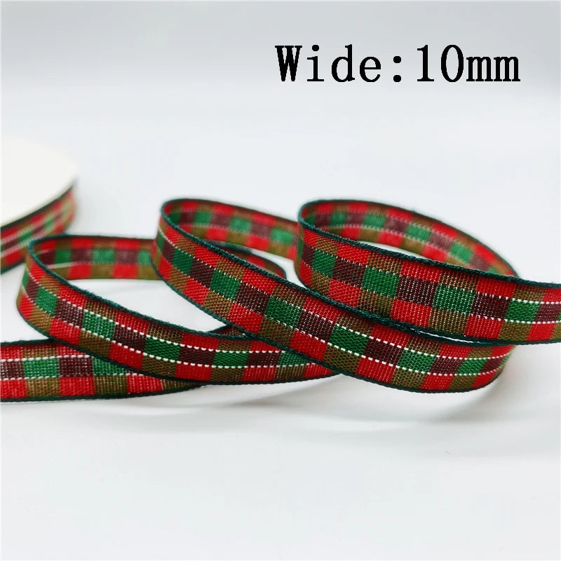 10mm Plaid Christmas Ribbon For Gift Wrapping