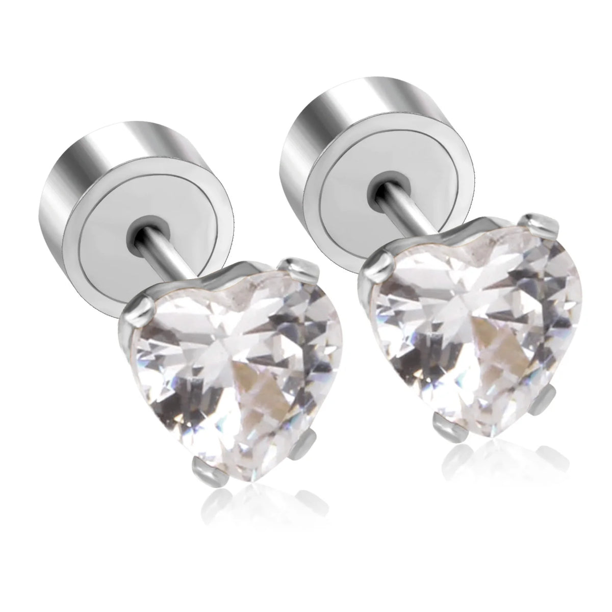 LUXUSTEEL Pink Flower Stud Earrings For Women Stainless Steel Oil Dripping Heart St additional angle