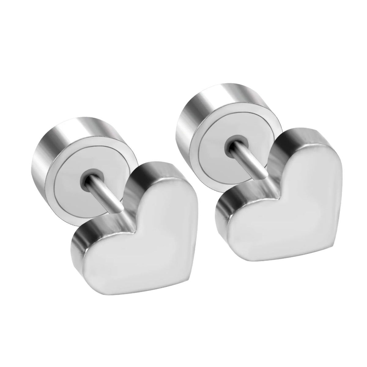 LUXUSTEEL Pink Flower Stud Earrings For Women Stainless Steel Oil Dripping Heart St additional angle