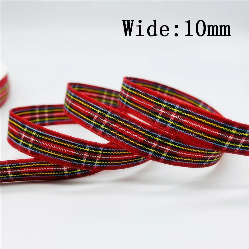 10mm Plaid Christmas Ribbon For Gift Wrapping