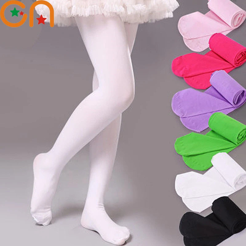 Girls Ballet Dance Pantyhose Thin Velvet Tights Solid Black White