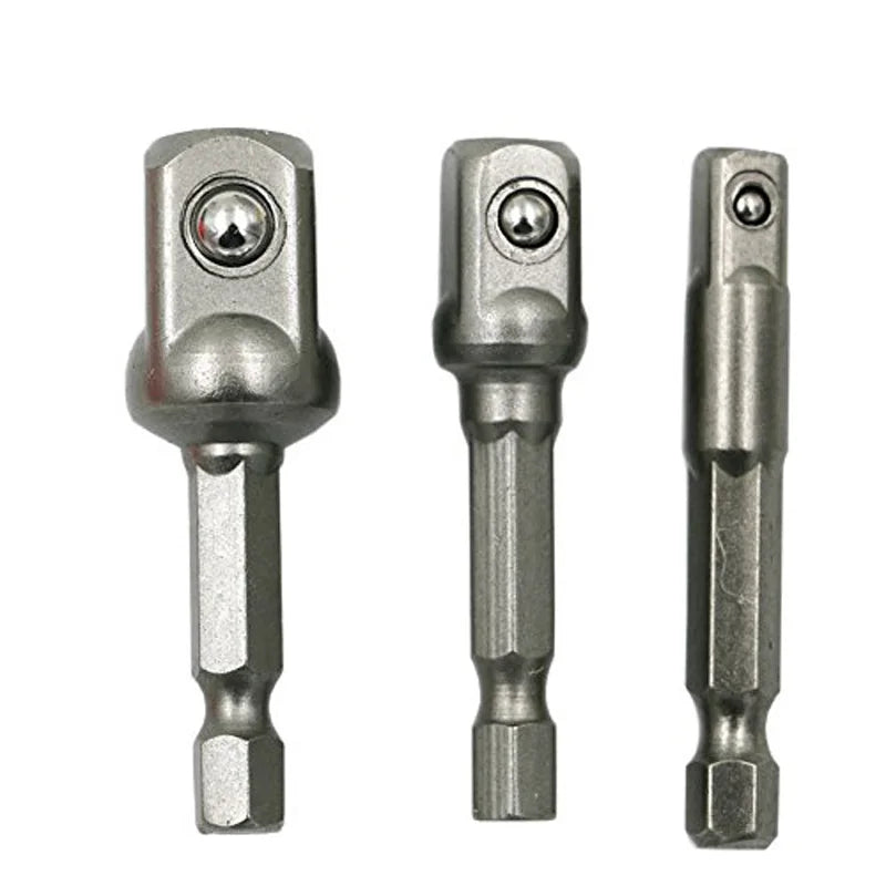 Chrome Vanadium Steel Socket Adapter Set Hex Shank 1/4" 3/8" 1/2" Extension Drill Bit alternate view