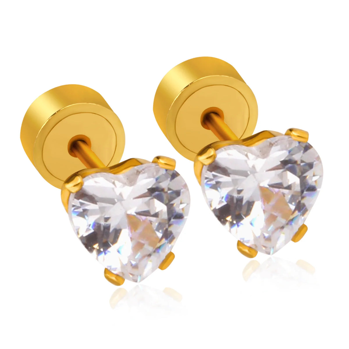 LUXUSTEEL Pink Flower Stud Earrings For Women Stainless Steel Oil Dripping Heart Star close-up view
