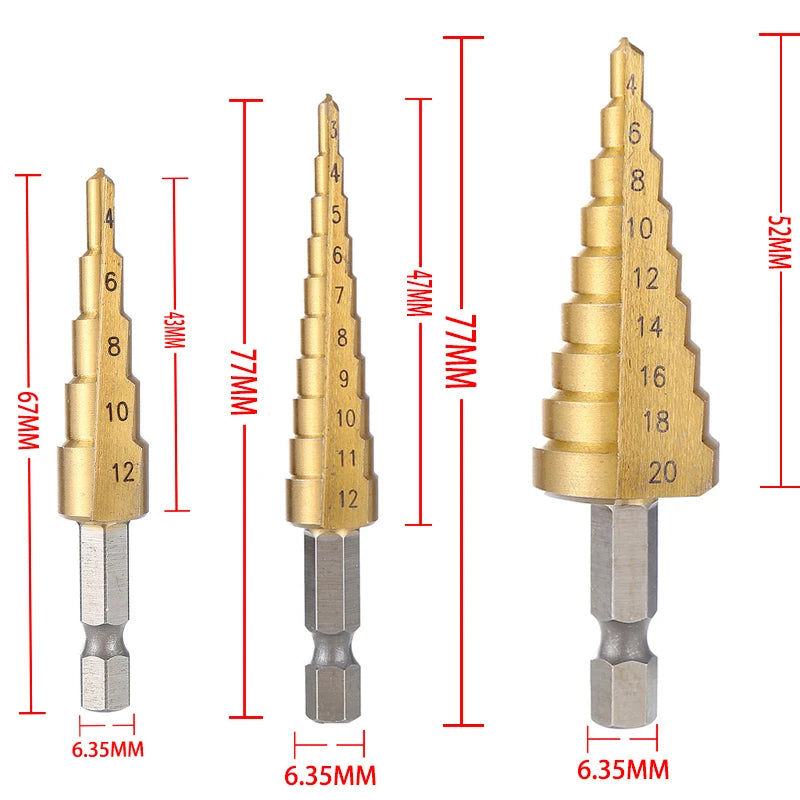 HSS Titanium Coated Step Drill Bit 4-32 mm detail view