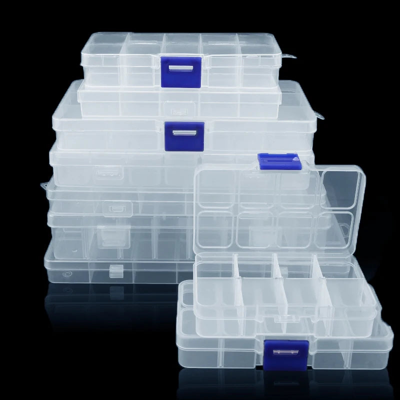 Plastic Jewelry Box Adjustable Compartment Organizer With Lock