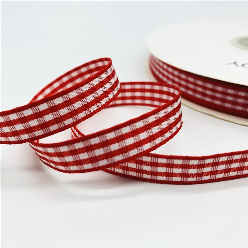 10mm Plaid Christmas Ribbon For Gift Wrapping