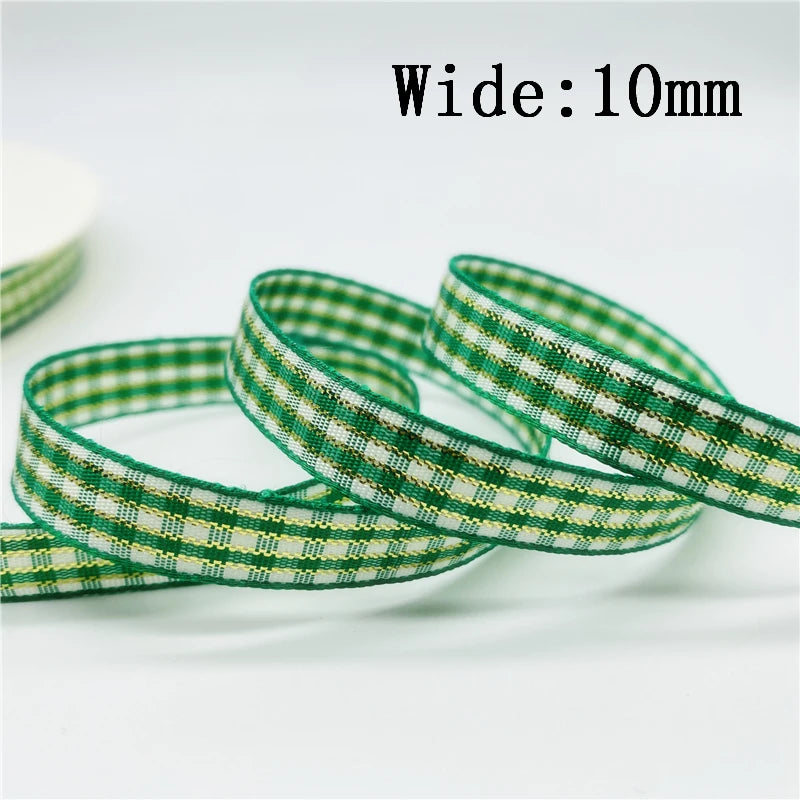 10mm Plaid Christmas Ribbon For Gift Wrapping