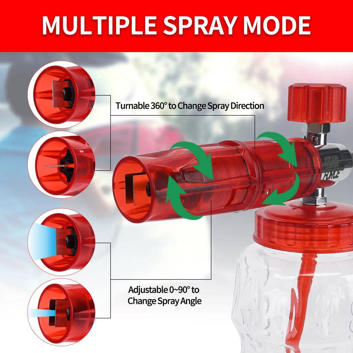 Pressure Washer Aluminum Foam Cannon Foam Generator Snow Foam Lance with 1/4” Quick Connector for Portland Husky Ryobi Greenwork