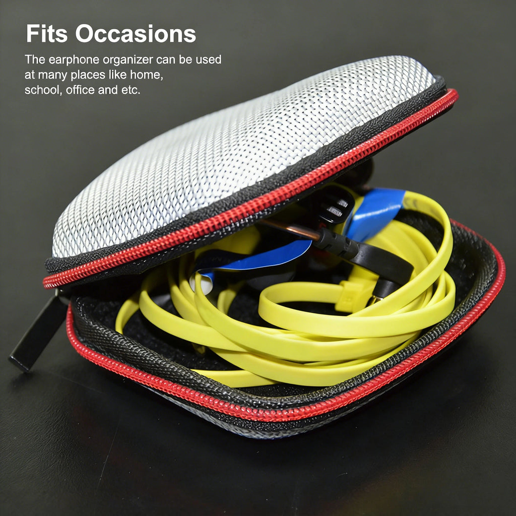 Earphone Storage Bag Square Headset Box Travelling Earphones Case with Zipper alternate view