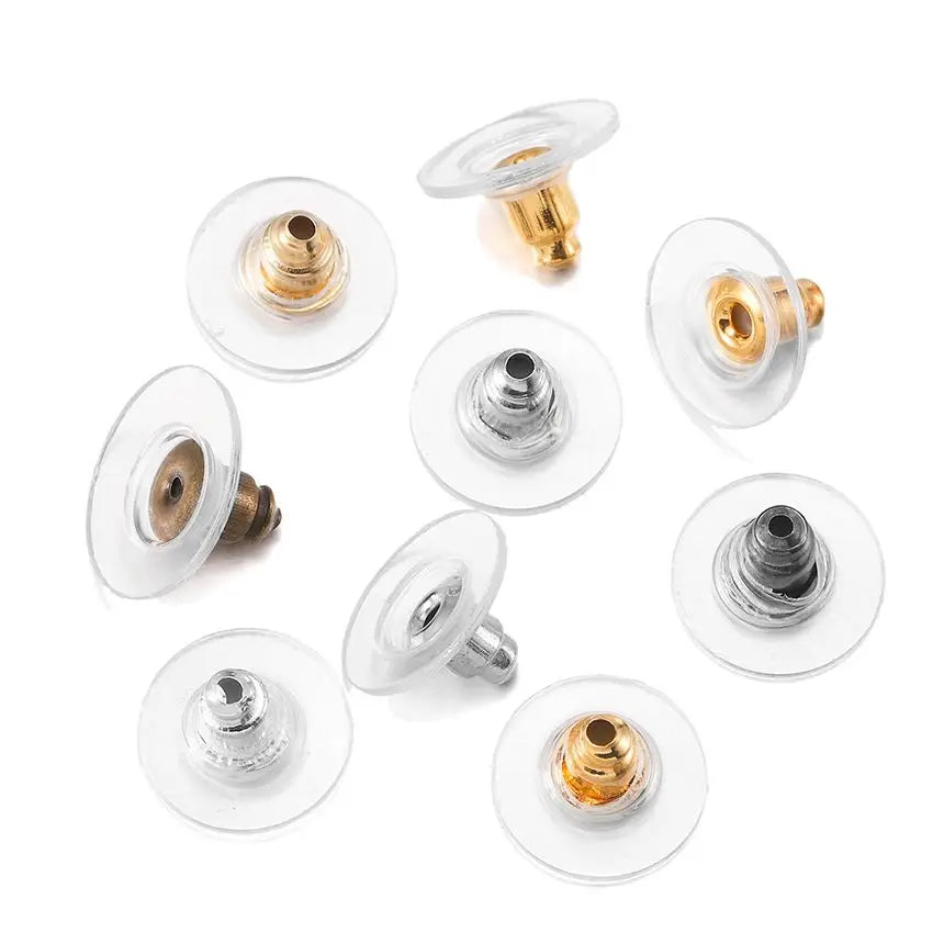 100Pcs Rubber Earring Backs Post Nuts Silicon Steel Earnuts Stud Earring Back for DIY Jewelry Making