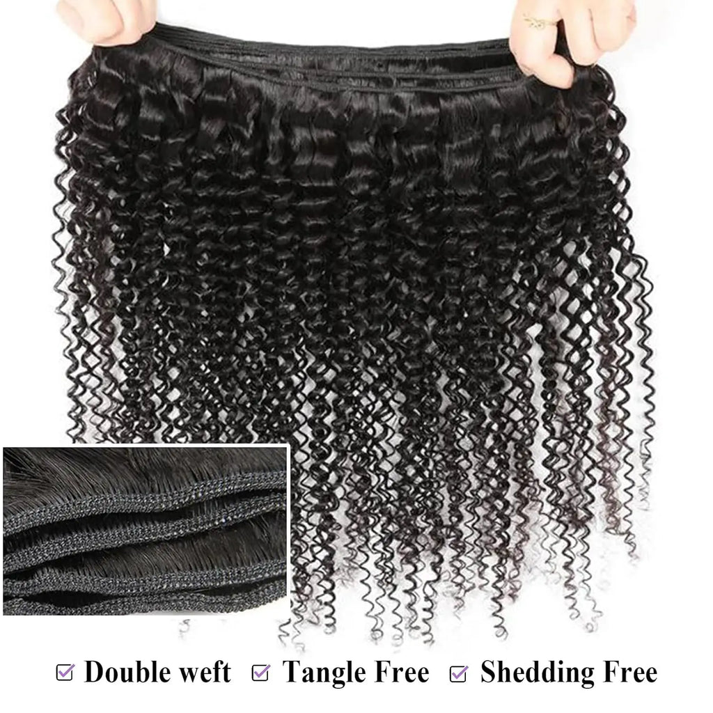 Natural Black Kinky Curly Human Hair Bundles 12-42 Inch Remy