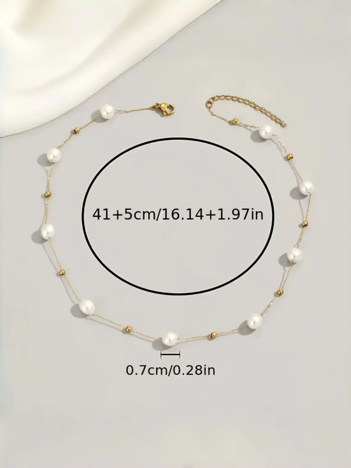 Elegant Pearl Necklace, Dainty Pearl Necklace, Adjustable Alloy Chain, Baroque Style, alternate view