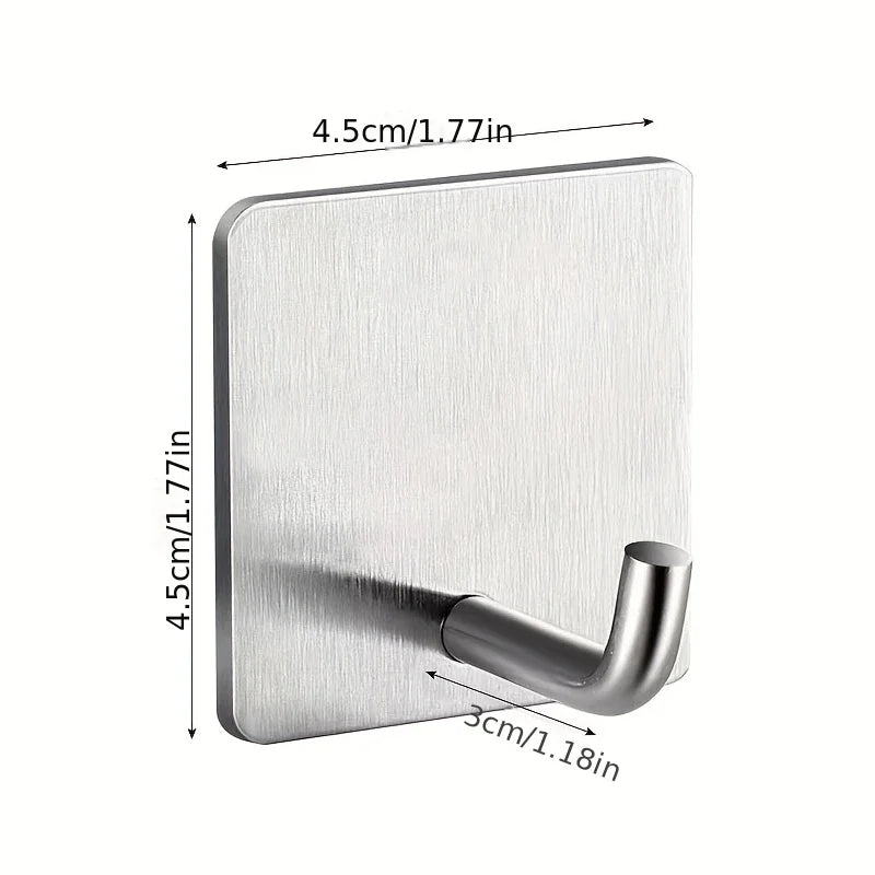 8pcs Stainless Steel Small Hooks, No Drilling, Wall Mounted, Kitchen, Bathroom, Office Key Hooks Wall Hook Adhesive Wall Hooks