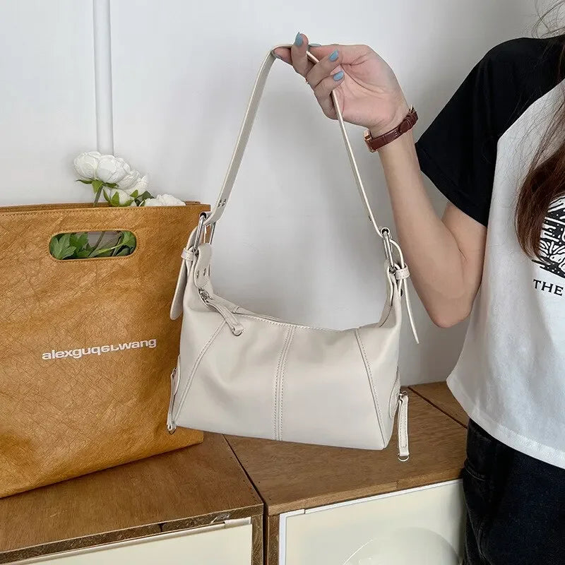 Y2K  Style Shoulder Bag Shoulder Purse For Girls Street Wear For Women Trendy Motorcycle Handbag Minimalist