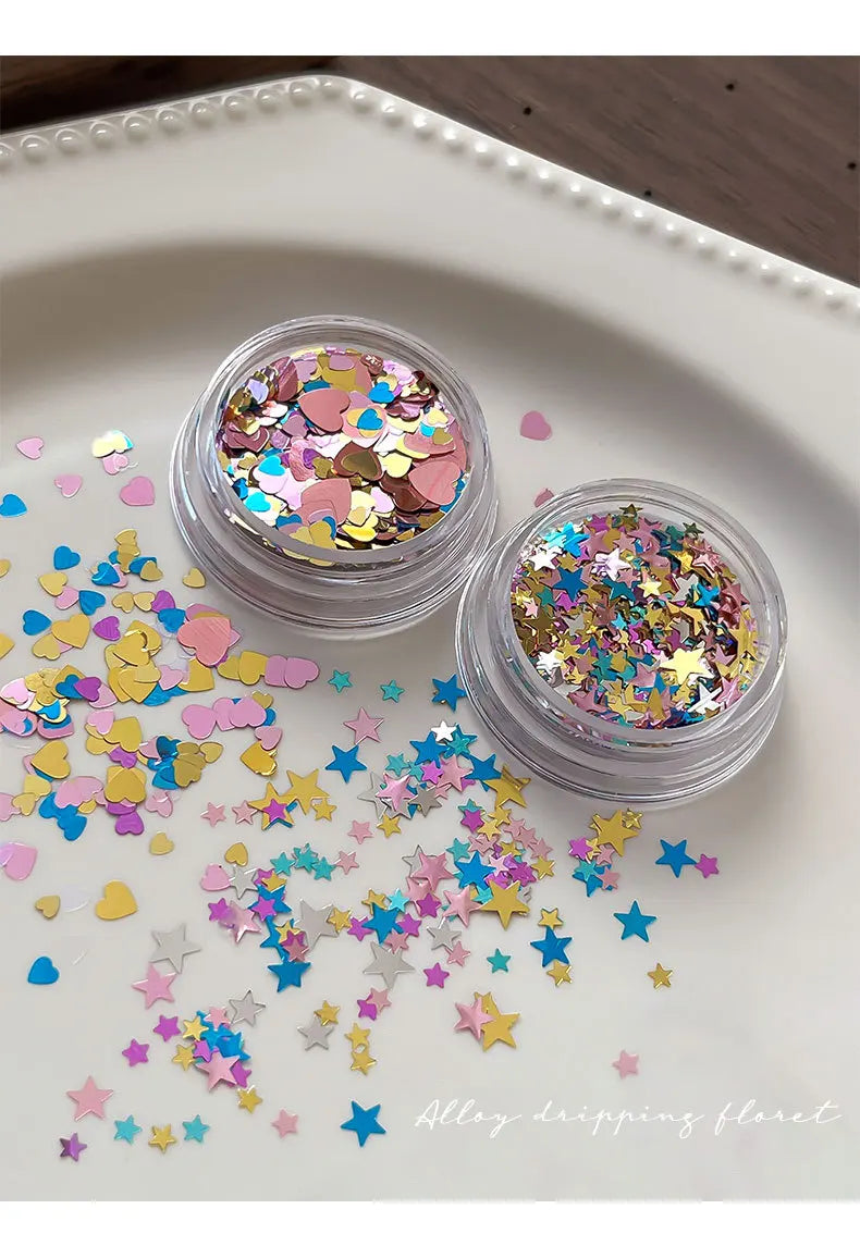 1 Box Glitter Star Nail Sequins 3D Charming Mixed Color Candy Colored Nail Flake Five-Point Star Nail Art Decor Diy Accessor