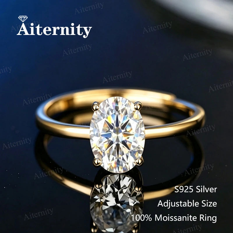 0.5-2CT Pear/Oval/Radiant Moissanite Rings For Women Real S925 Silver with GRA Certifi close-up view