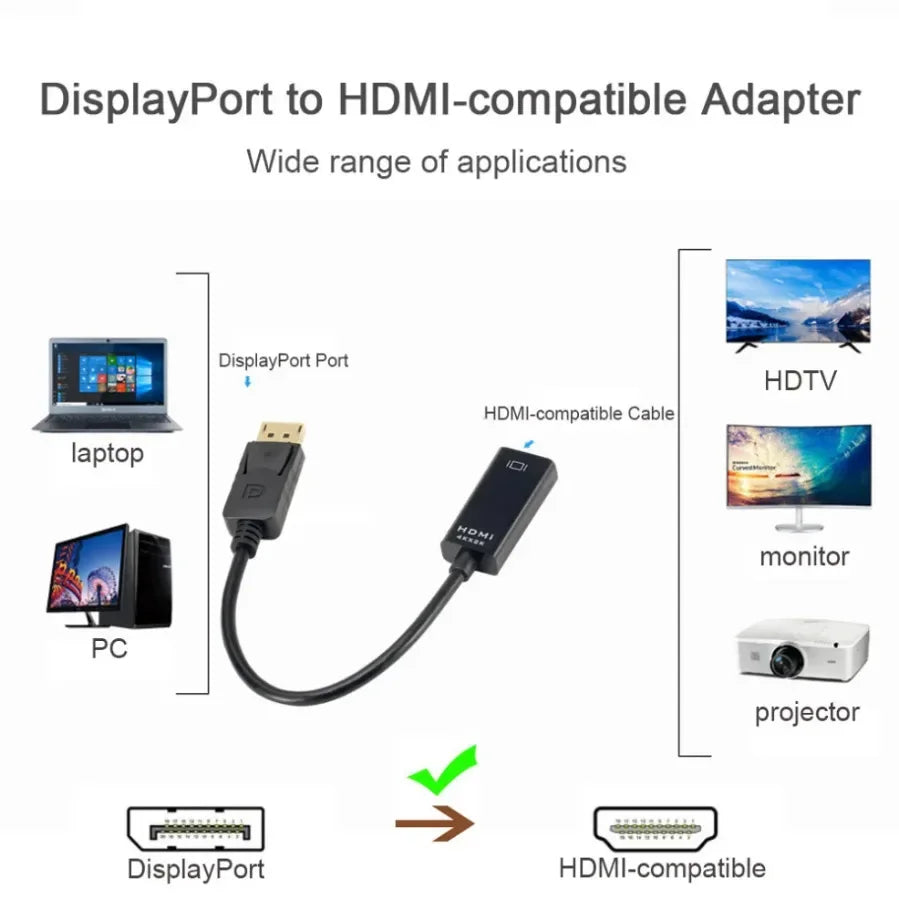 DP to HDMI Adapter 4K Male to Female DisplayPort Video Audio Cable detail view