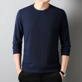 New Men's Business Casual Long Sleeved Solid Color Round Neck T-shirt for Autumn Winter Comfortable Fashionable Versatile Top