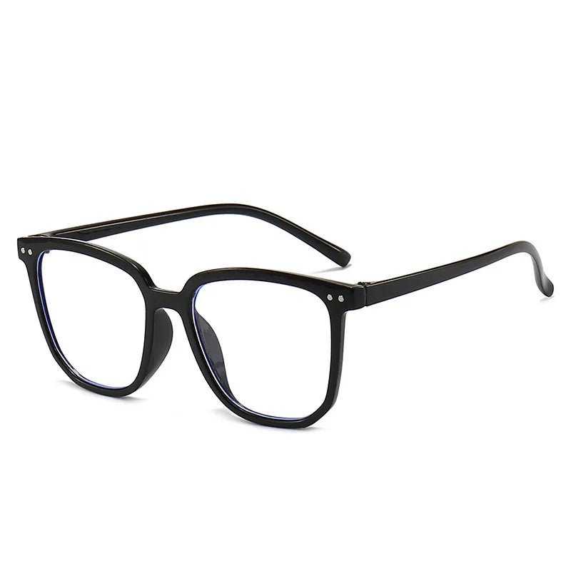 Minimalist Square Blue Light Blocking Glasses Personality Rivets Plain Face Slimming lifestyle view
