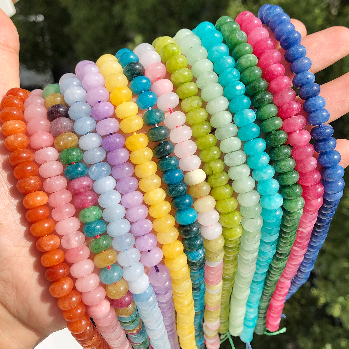 5x8mm Natural Abacus Rondelle Jade Quartz Beads Stone Flat Round DIY Charms Bracelets Loose Beads For Jewelry Making Supplies