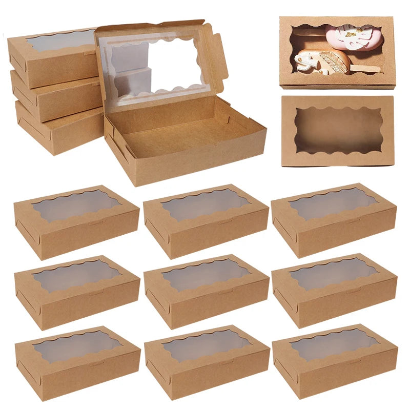 Kraft Paper Gift Boxes With Window For Chocolate Candy Cookie