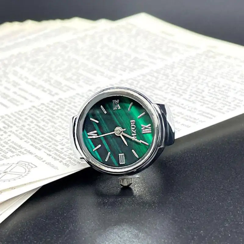 Hot Selling Finger Watch Ring Creative Movement Fashion Accessories Vintage Alloy Shell detail view