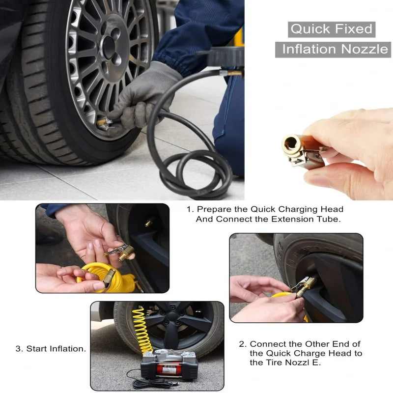 Universal Brass Locking Tyre Air Chuck Adapter Automotive Grade Quick Inflation for Car Motorcycle Bike Accessories