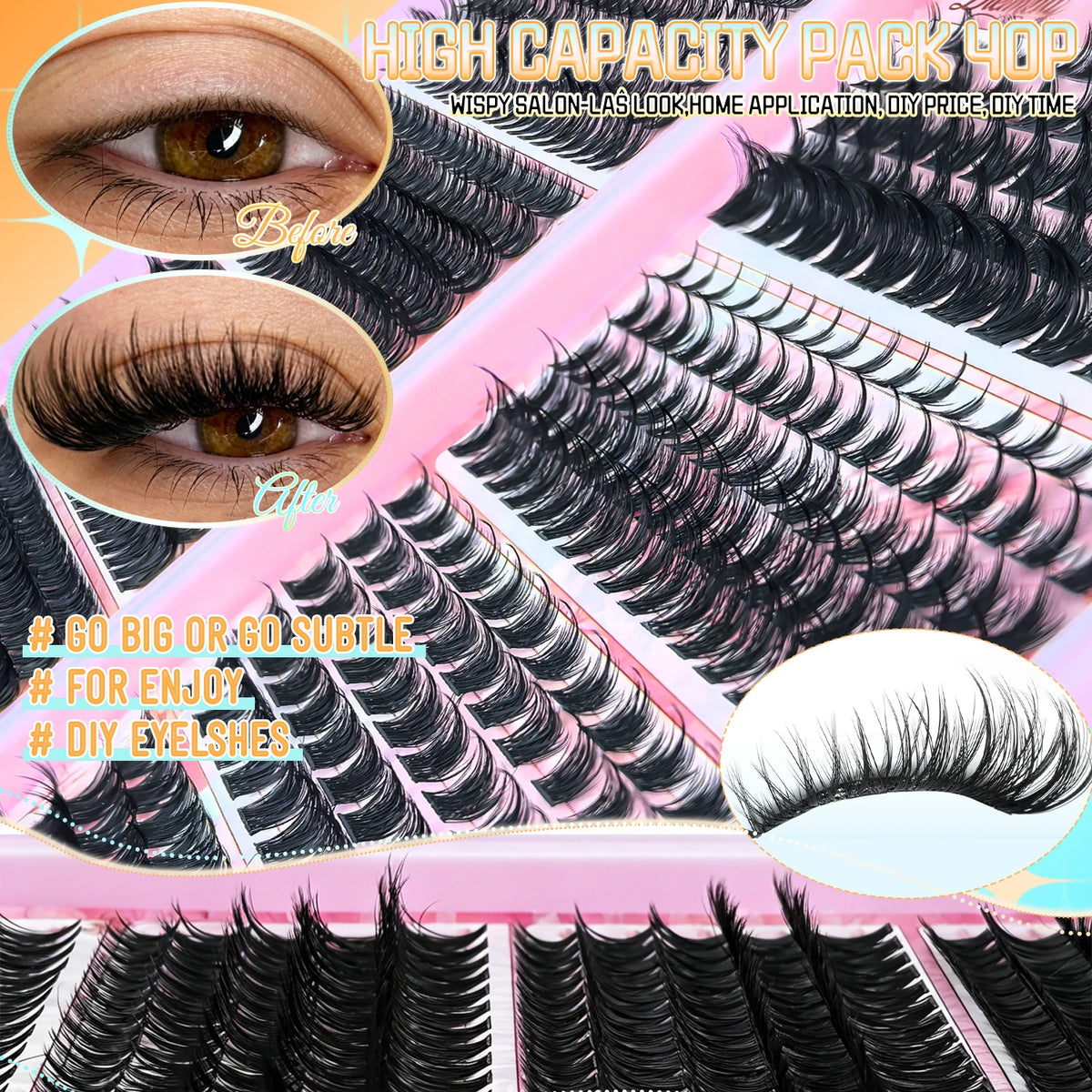 660PCS+132PCS Lash Clusters Kit All-in-One DIY Lash Extension Tools Set for Daily All- close-up view