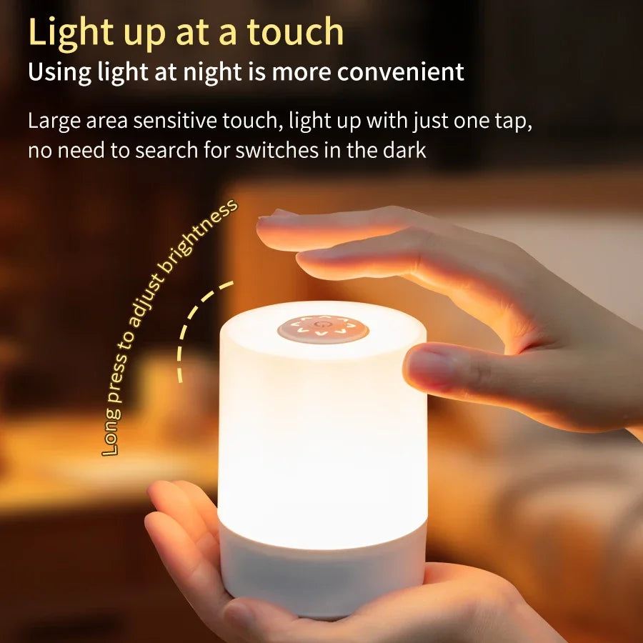 Bedside LED Touch Night Lights Dimmable Rechargeable Desktop Table Lamp For Reading Desk Bedroom Bedside Decoration Lighting