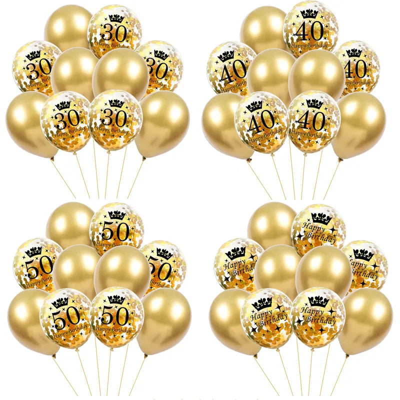 30 40 50  Years Old Latex Balloons Happy Birthday Party Decor Anniversary Adult 30th 40th 50th Birthday Latex Balloons Gold