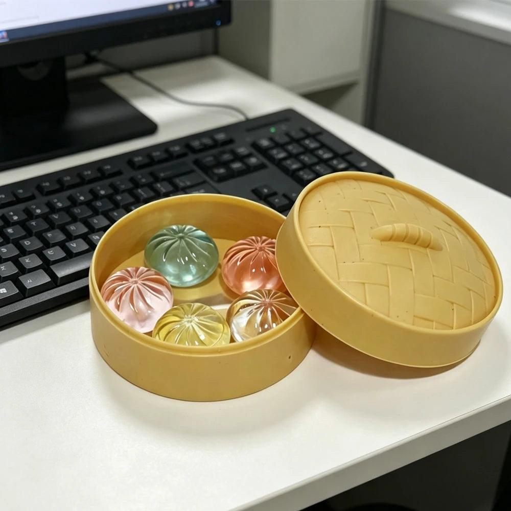 5Pcs Mini Dumplings with Steamer Bun Squeezable Toys Set Soft Stress Relief Crystal S alternate view