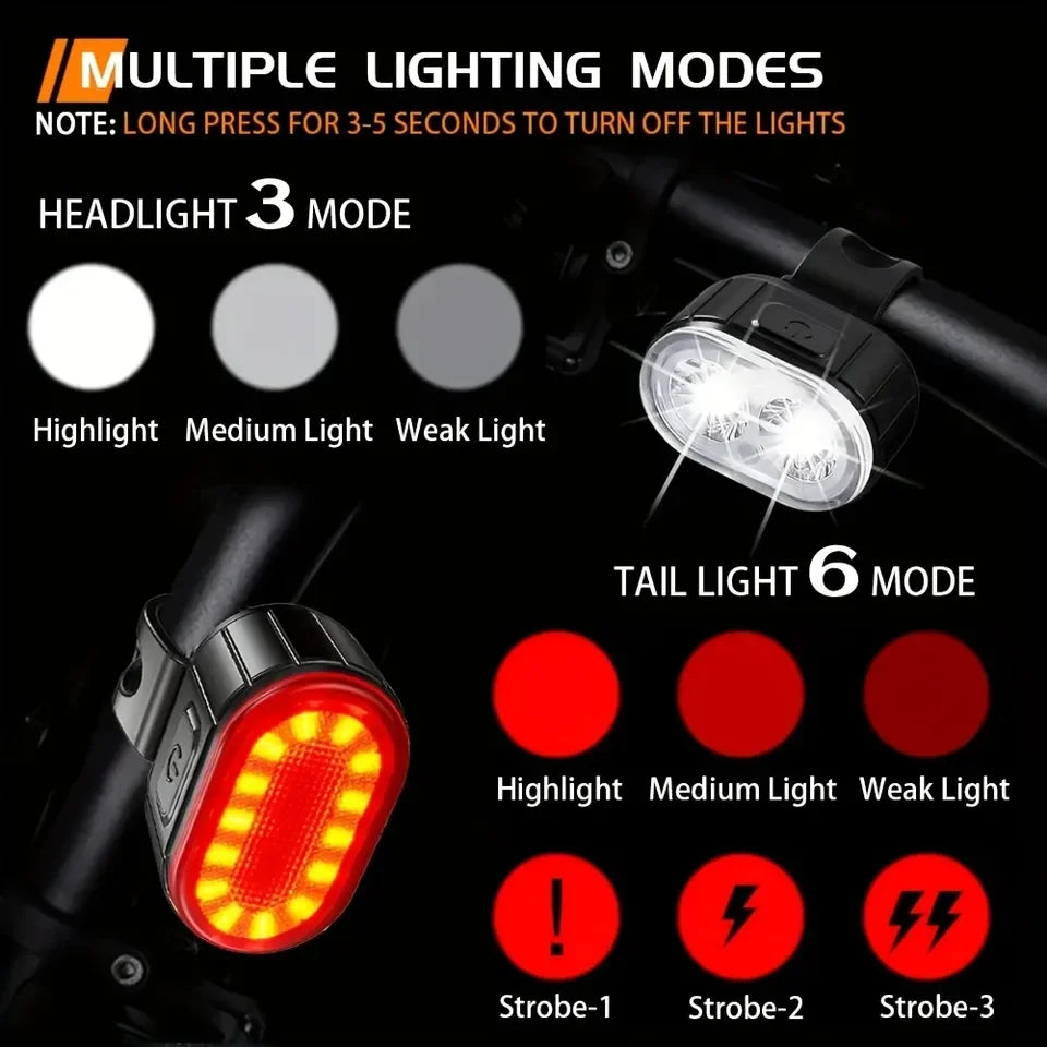 Rechargeable LED Bike Light Set, Headlight and Taillight