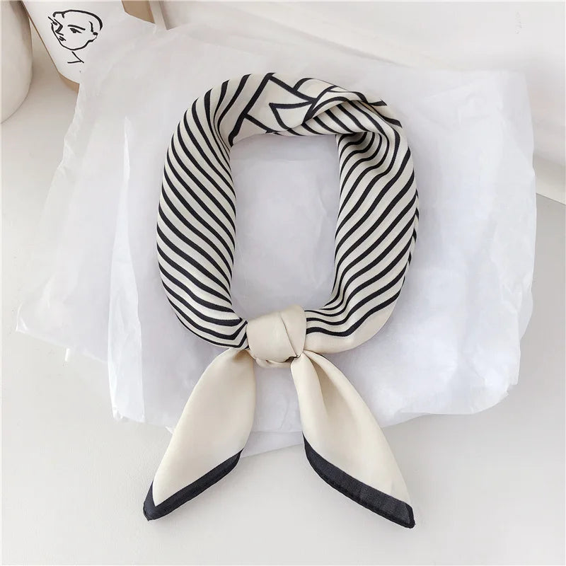 Women Korean Version of Simple Stripes Brocade Forging 70cm Small Square Scarf Scarf alternate view