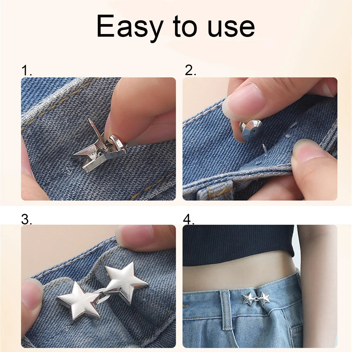 1 Pair Jeans Button Adjustable Clips for Pant Skirts Waist Tightener Buckle Snap Butt lifestyle view